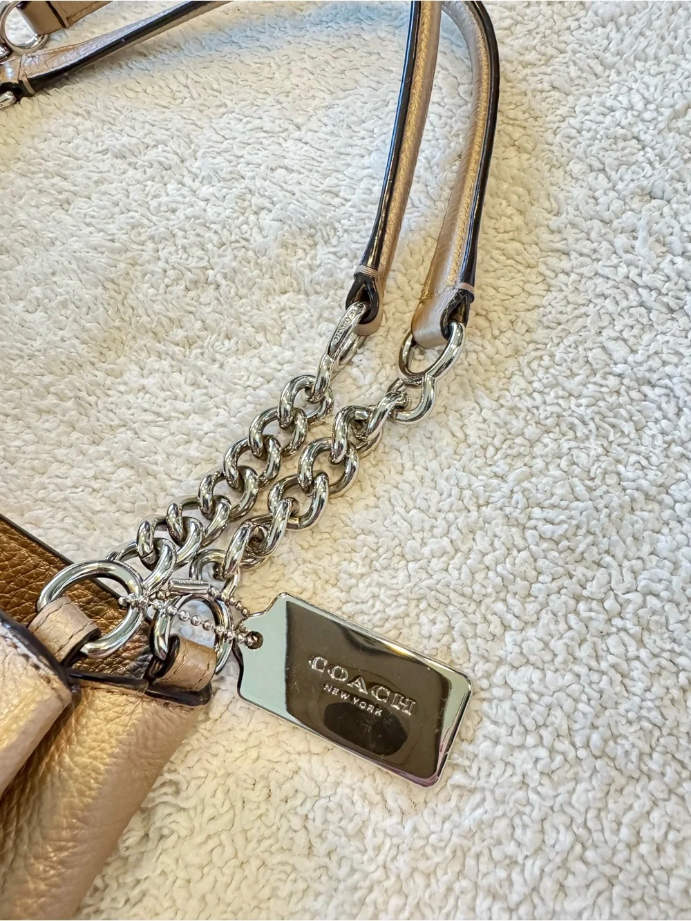 Coach Metallic Rose Gold Leather Lexy Chain-Handle Shoulder Bag